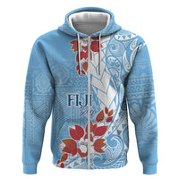 Bula Fiji Day Zip Hoodie Tagimaucia on Masi Pattern - Turquoise LT7 Zip Hoodie Turquoise - Polynesian Pride