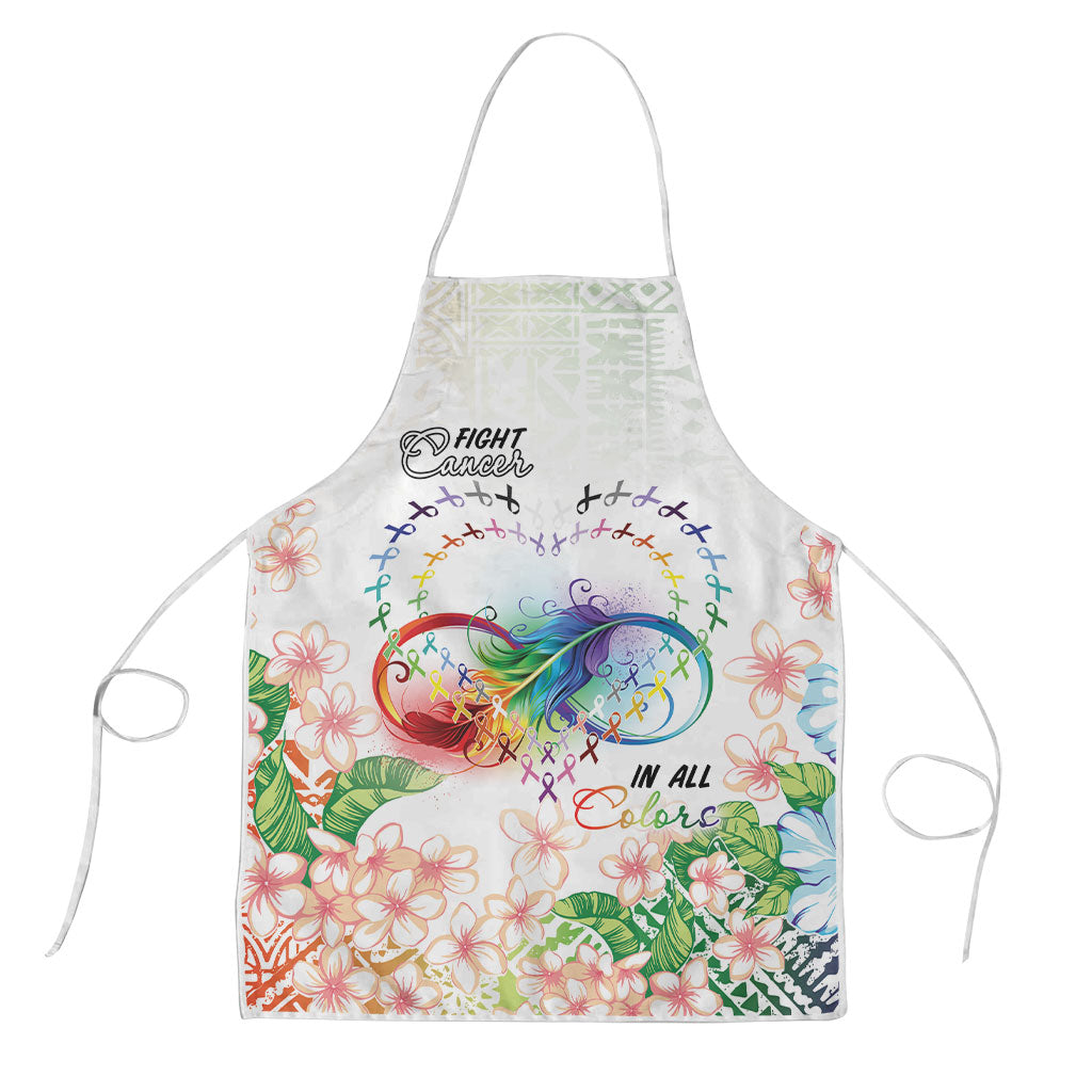 Fight Cancer In All Colors Apron Plumeria Mix Tapa Pattern