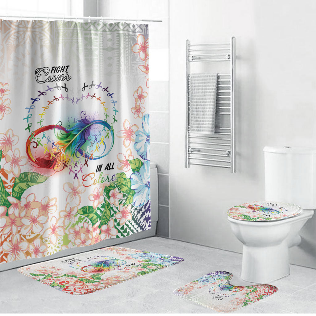 Fight Cancer In All Colors Bathroom Set Plumeria Mix Tapa Pattern