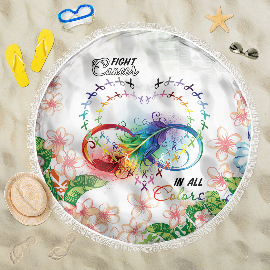 Fight Cancer In All Colors Beach Blanket Plumeria Mix Tapa Pattern