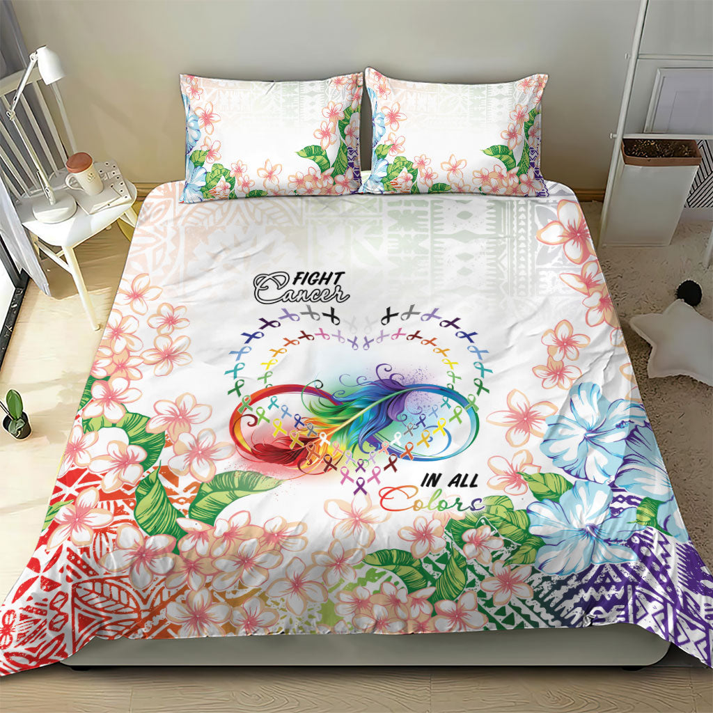 Fight Cancer In All Colors Bedding Set Plumeria Mix Tapa Pattern