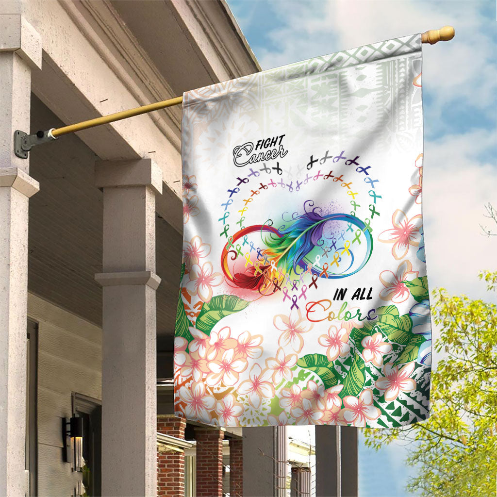 Fight Cancer In All Colors Garden Flag Plumeria Mix Tapa Pattern