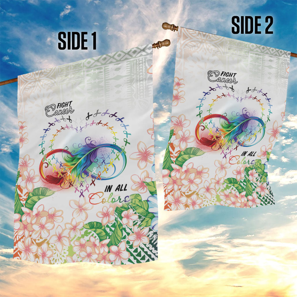 Fight Cancer In All Colors Garden Flag Plumeria Mix Tapa Pattern