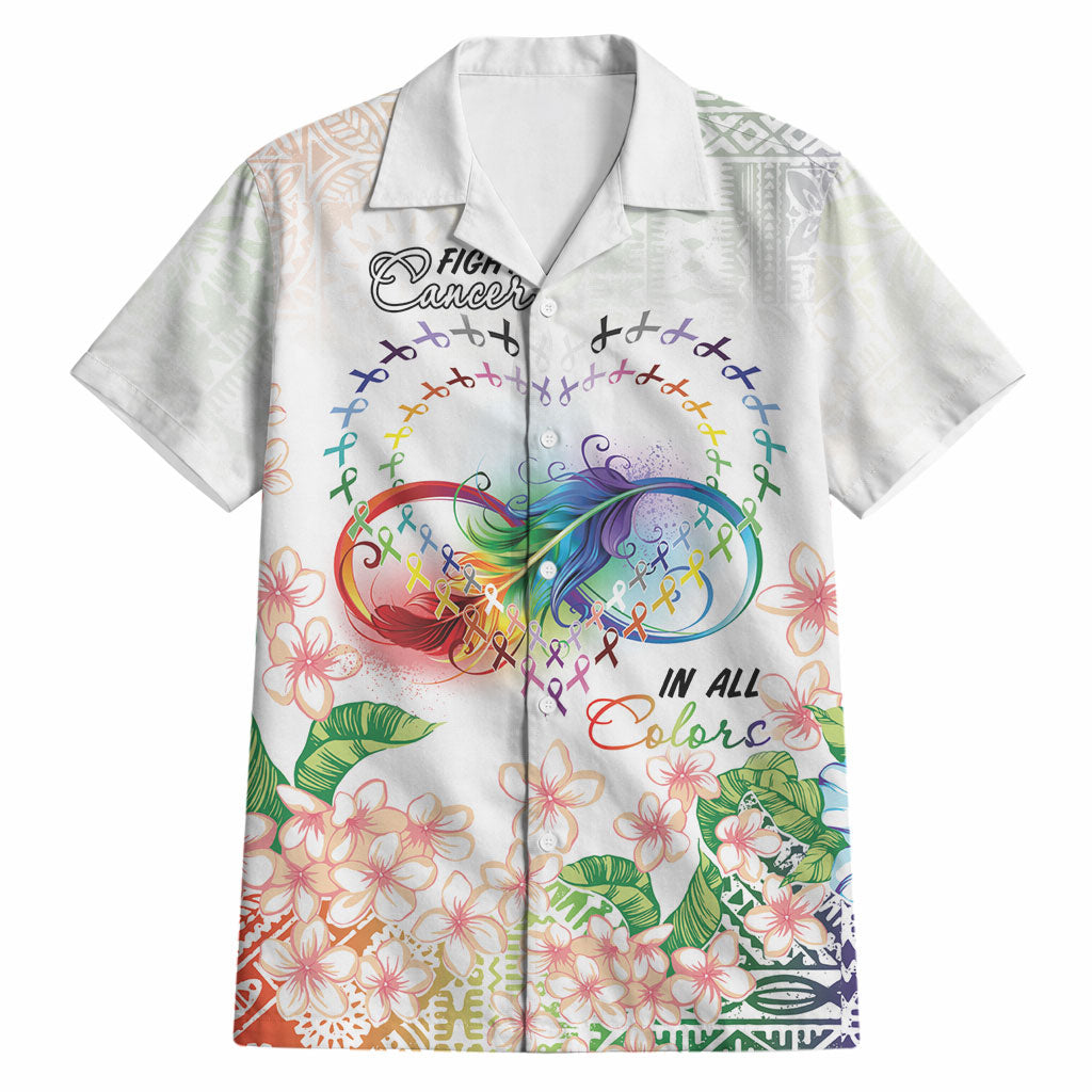 Fight Cancer In All Colors Hawaiian Shirt Plumeria Mix Tapa Pattern