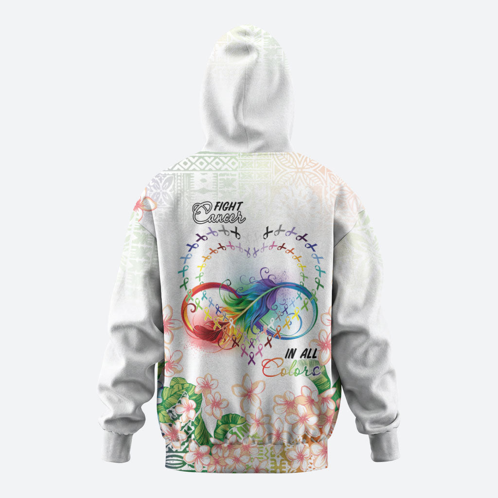 Fight Cancer In All Colors Hoodie Plumeria Mix Tapa Pattern