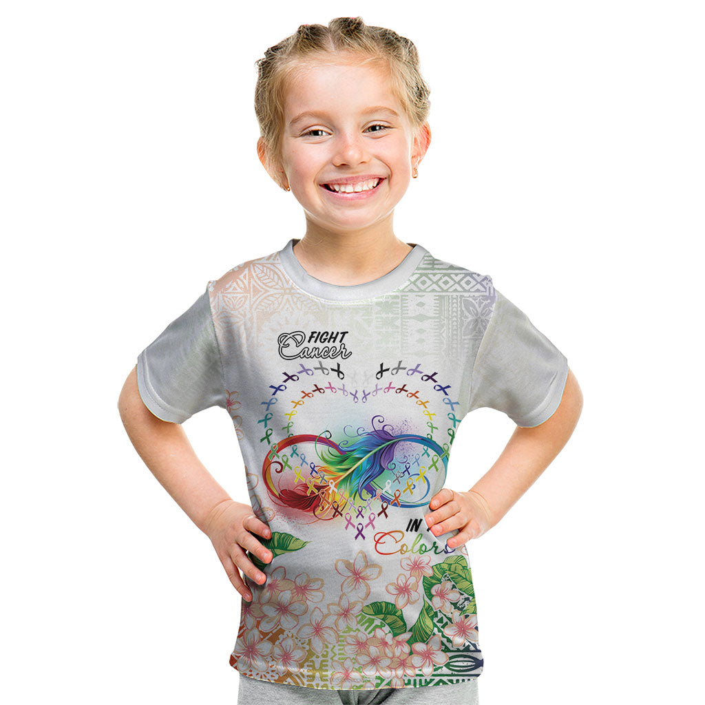 Fight Cancer In All Colors Kid T Shirt Plumeria Mix Tapa Pattern