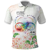Fight Cancer In All Colors Polo Shirt Plumeria Mix Tapa Pattern