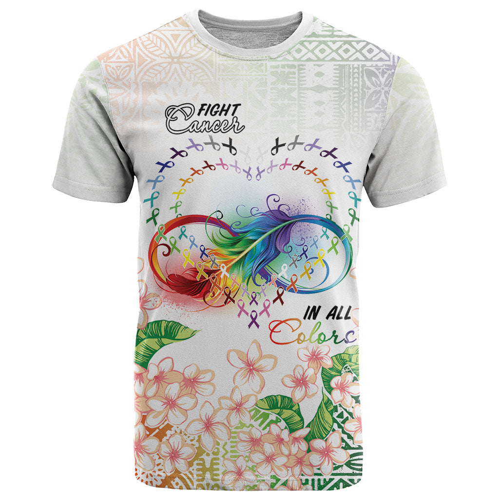 Fight Cancer In All Colors T Shirt Plumeria Mix Tapa Pattern