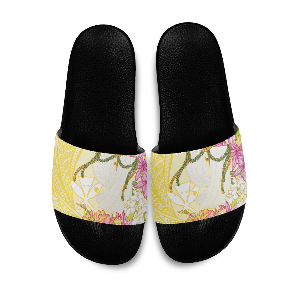 Aloha Hawaii Kanaka Makahiki Slide Sandals Akua Loa - Festive Golden Sand LT7 Sandy Yellow - Polynesian Pride