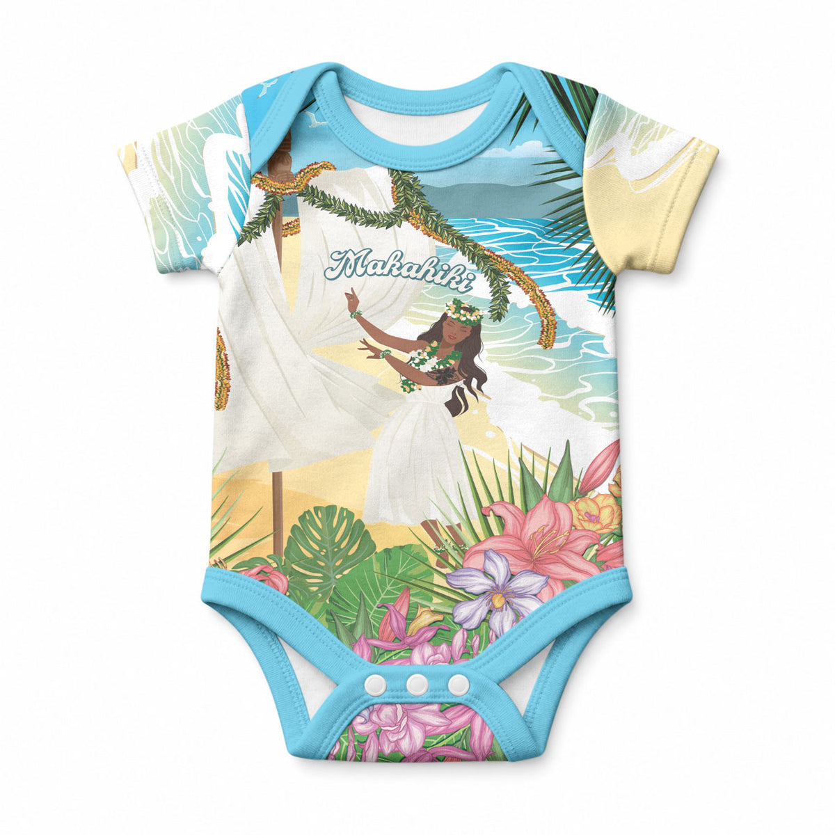 Aloha Hawaii Makahiki Hula Dance Baby Onesie Beach Scenery LT7 Multicolor - Polynesian Pride