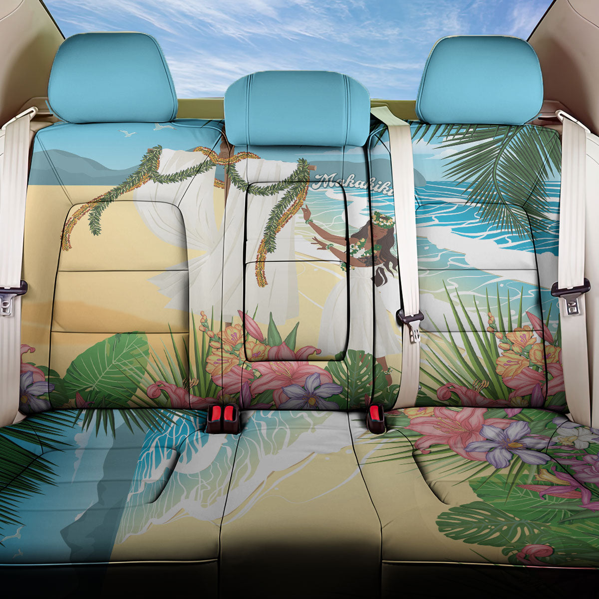 Aloha Hawaii Makahiki Hula Dance Back Car Seat Cover Beach Scenery LT7 One Size Multicolor - Polynesian Pride