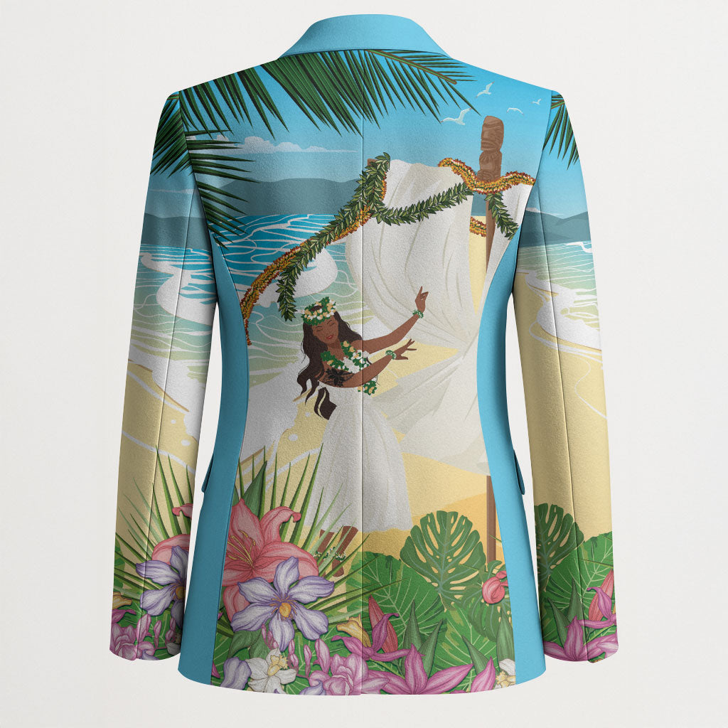 Aloha Hawaii Makahiki Hula Dance Blazer Beach Scenery LT7 - Polynesian Pride