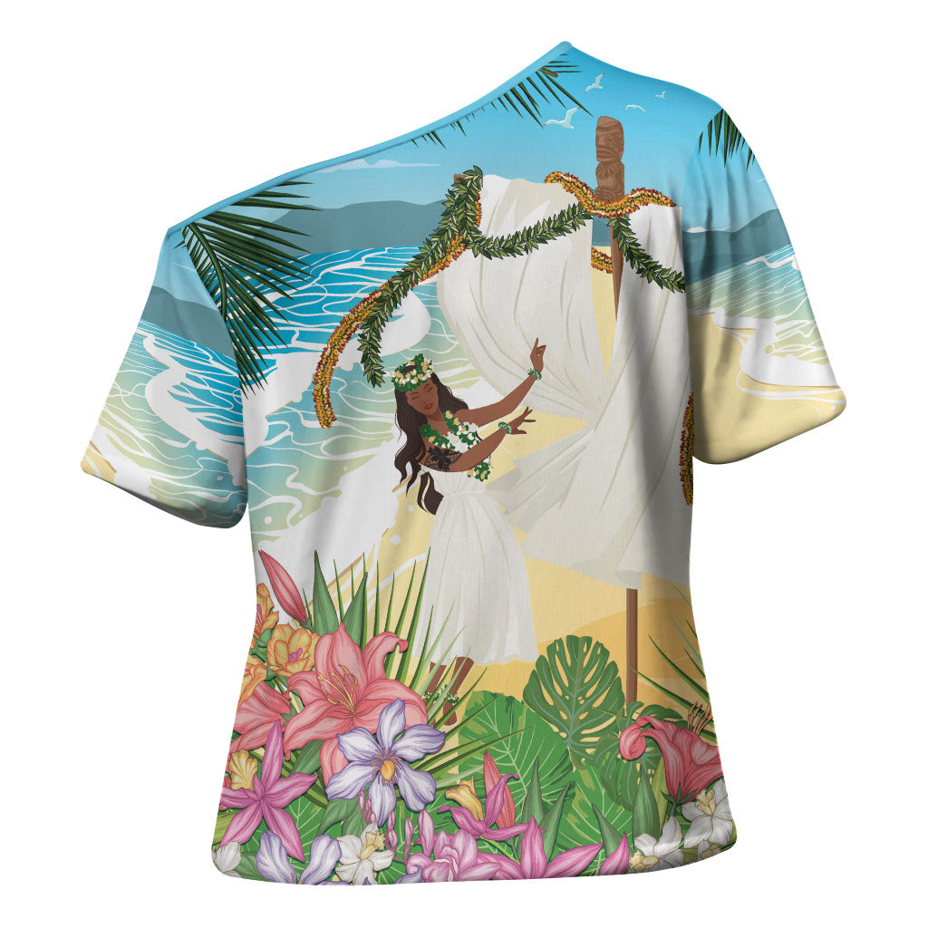 Aloha Hawaii Makahiki Hula Dance Cross Shoulder Shirt Beach Scenery LT7 - Polynesian Pride