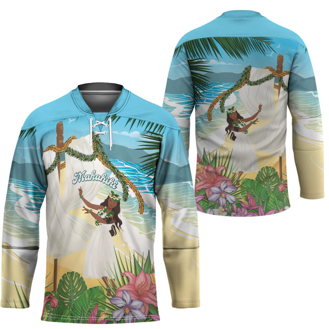 Aloha Hawaii Makahiki Hula Dance Hockey Jersey Beach Scenery LT7 - Polynesian Pride