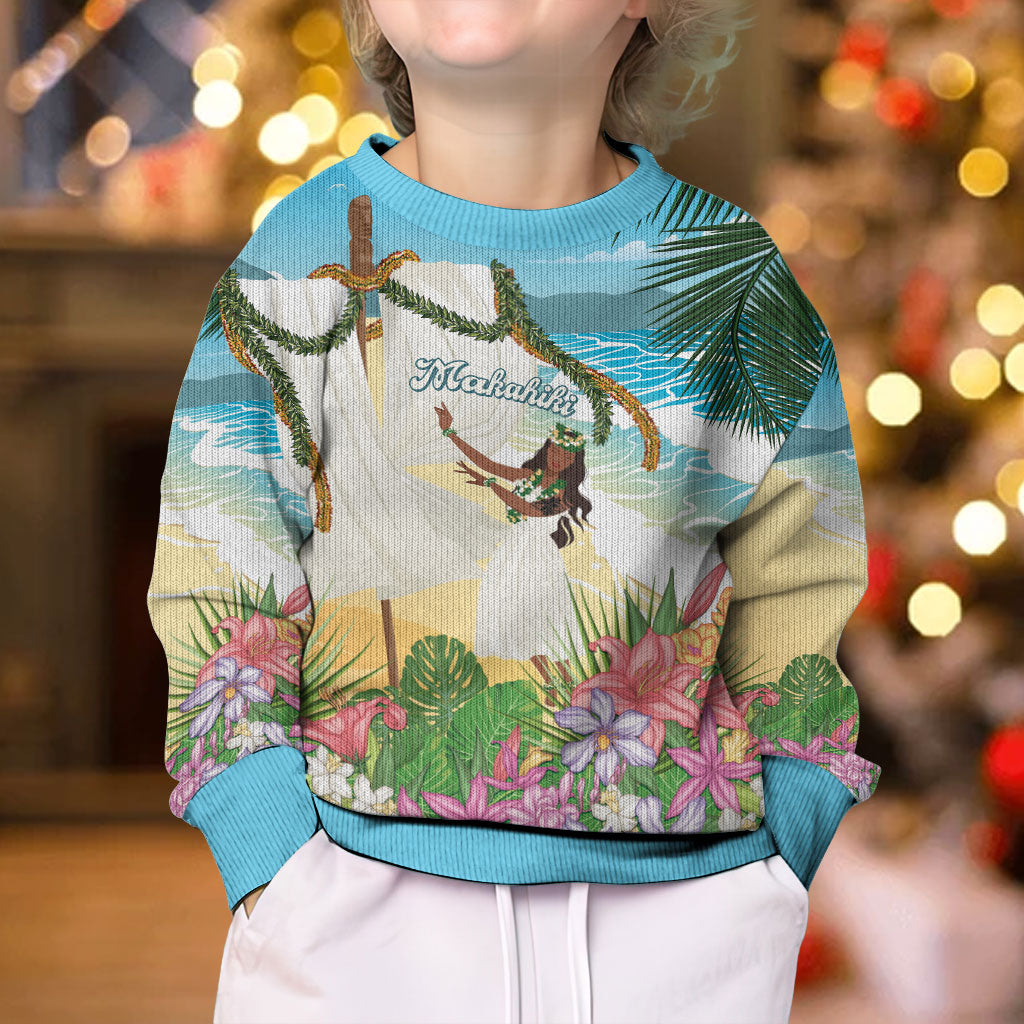 Aloha Hawaii Makahiki Hula Dance Kid Ugly Christmas Sweater Beach Scenery LT7 - Polynesian Pride