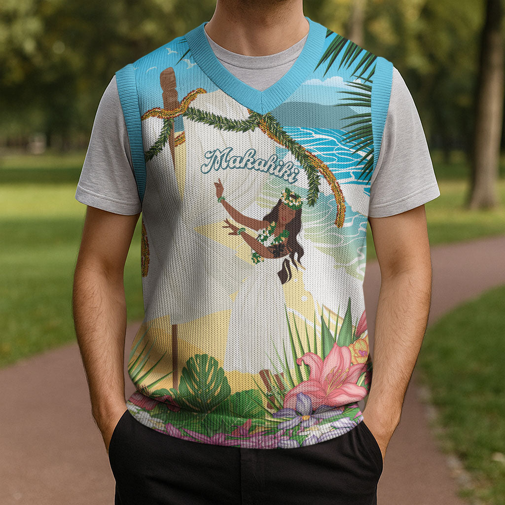 Aloha Hawaii Makahiki Hula Dance Christmas Knitted V-Neck Vest Beach Scenery LT7 - Polynesian Pride