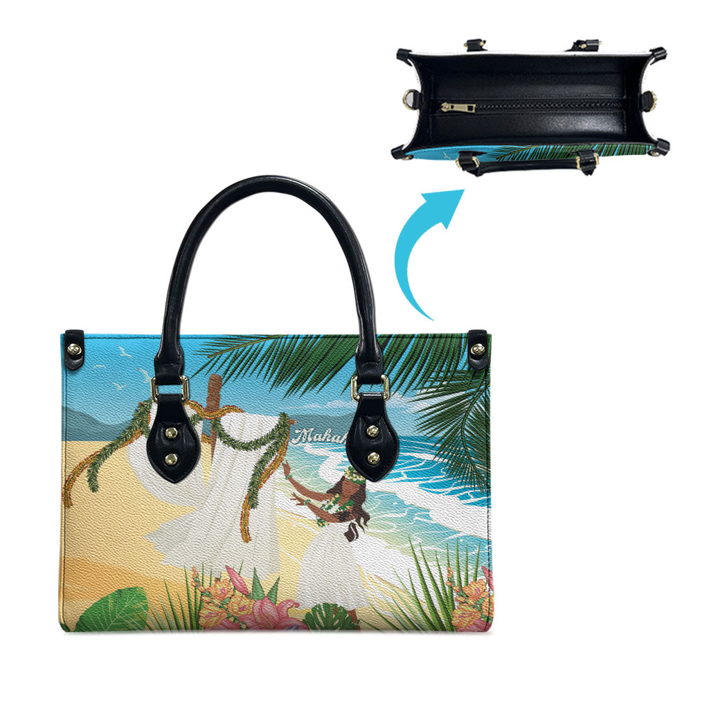 Aloha Hawaii Makahiki Hula Dance Leather Bag Beach Scenery LT7 - Polynesian Pride