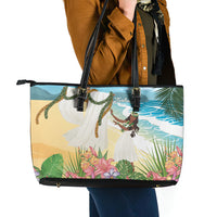 Aloha Hawaii Makahiki Hula Dance Leather Tote Bag Beach Scenery LT7 - Polynesian Pride