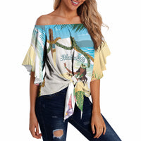 Aloha Hawaii Makahiki Hula Dance Off Shoulder Wrap Waist Top Beach Scenery LT7 Multicolor - Polynesian Pride