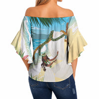 Aloha Hawaii Makahiki Hula Dance Off Shoulder Wrap Waist Top Beach Scenery LT7 - Polynesian Pride