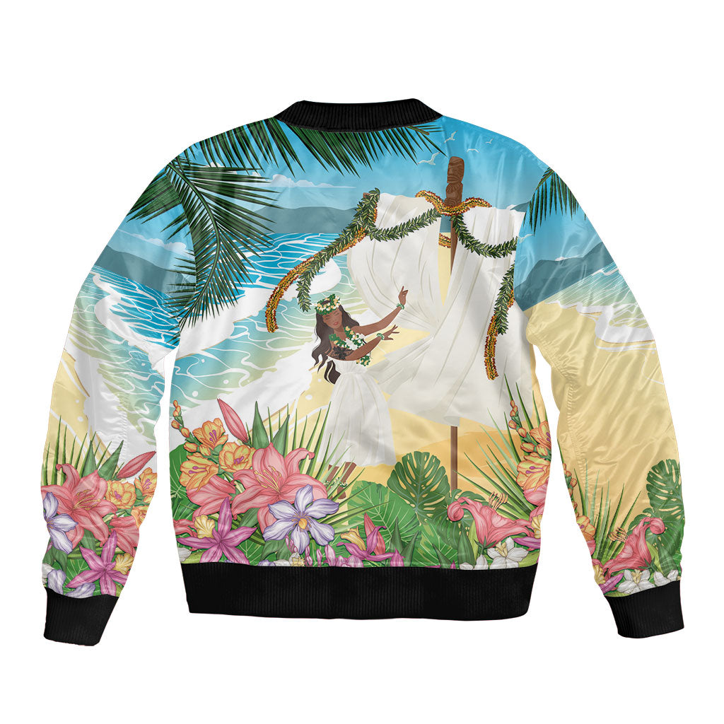 Aloha Hawaii Makahiki Hula Dance Sleeve Zip Bomber Jacket Beach Scenery LT7 - Polynesian Pride