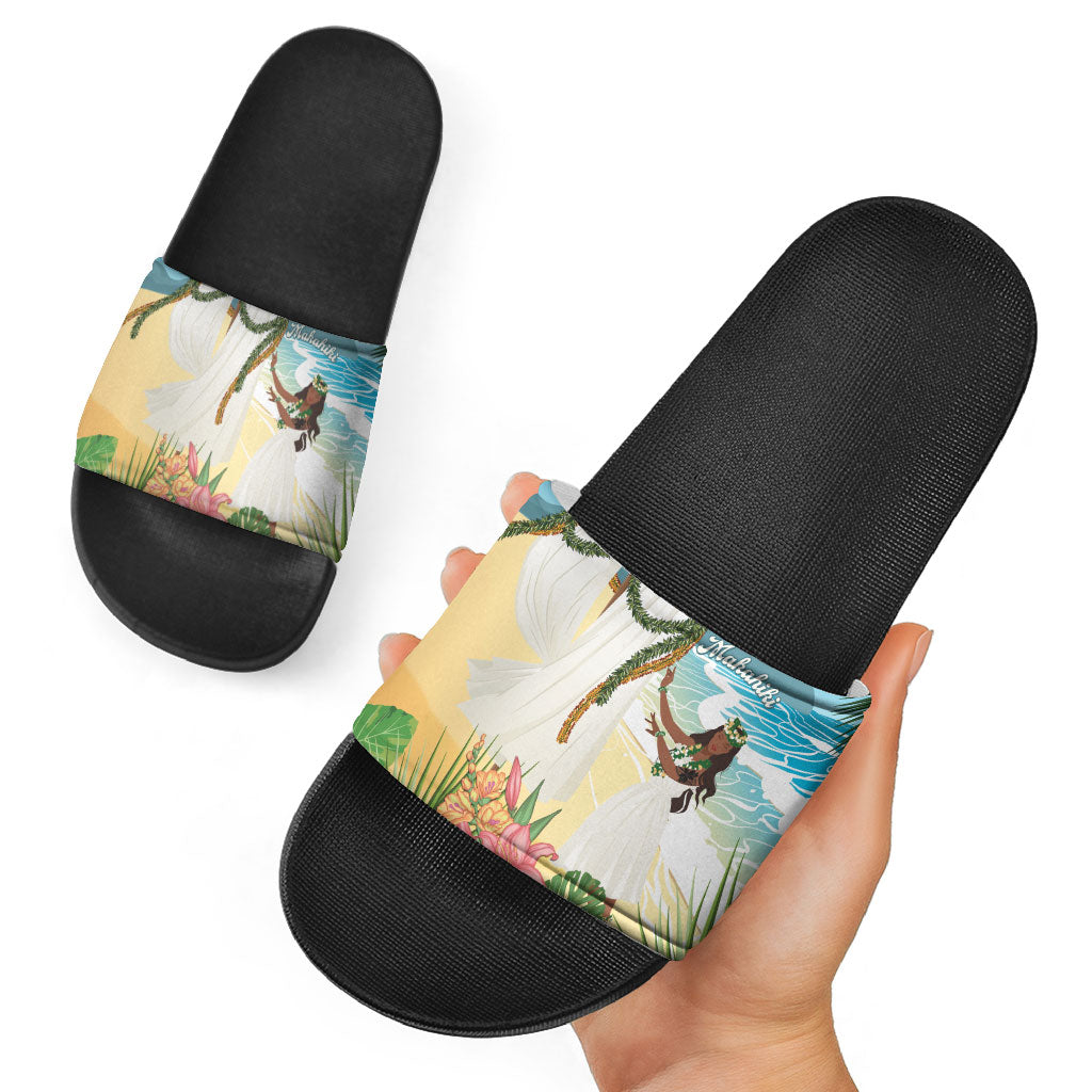 Aloha Hawaii Makahiki Hula Dance Slide Sandals Beach Scenery LT7 - Polynesian Pride