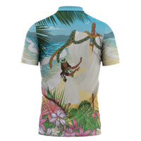 Aloha Hawaii Makahiki Hula Dance Zipper Polo Shirt Beach Scenery LT7 - Polynesian Pride