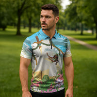 Aloha Hawaii Makahiki Hula Dance Zipper Polo Shirt Beach Scenery LT7 - Polynesian Pride