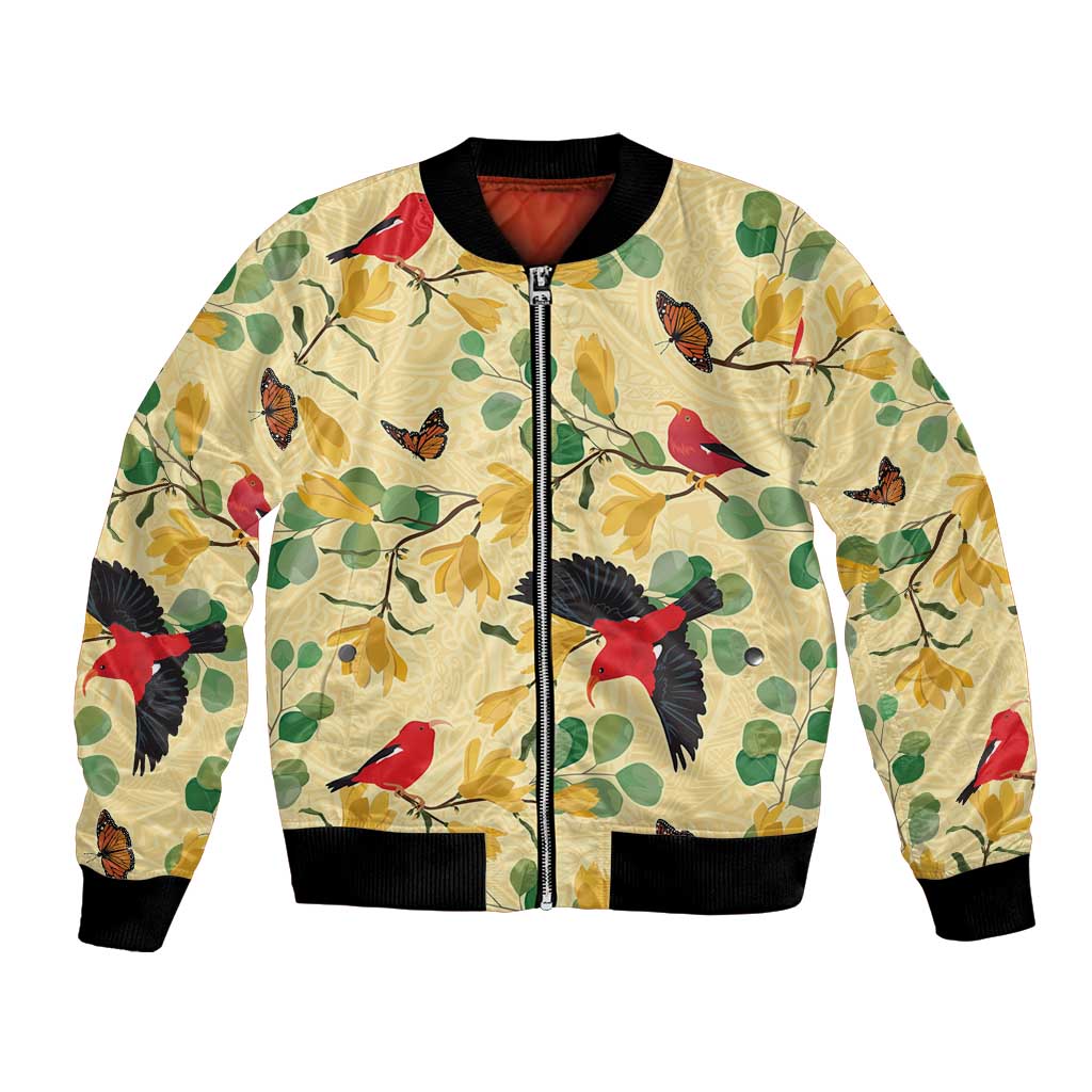 Aloha Hawaii Bomber Jacket I'iwi on Mamane Pastel Cream