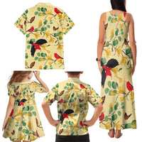 Aloha Hawaii Family Matching Tank Maxi Dress and Hawaiian Shirt I'iwi on Mamane Pastel Cream
