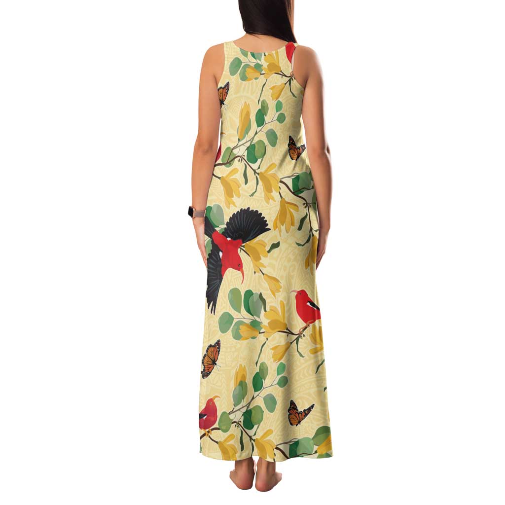 Aloha Hawaii Family Matching Tank Maxi Dress and Hawaiian Shirt I'iwi on Mamane Pastel Cream