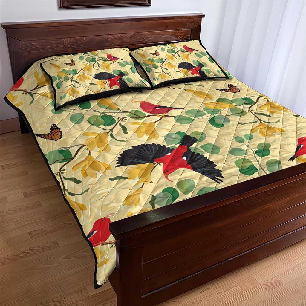 Aloha Hawaii Quilt Bed Set I'iwi on Mamane Pastel Cream