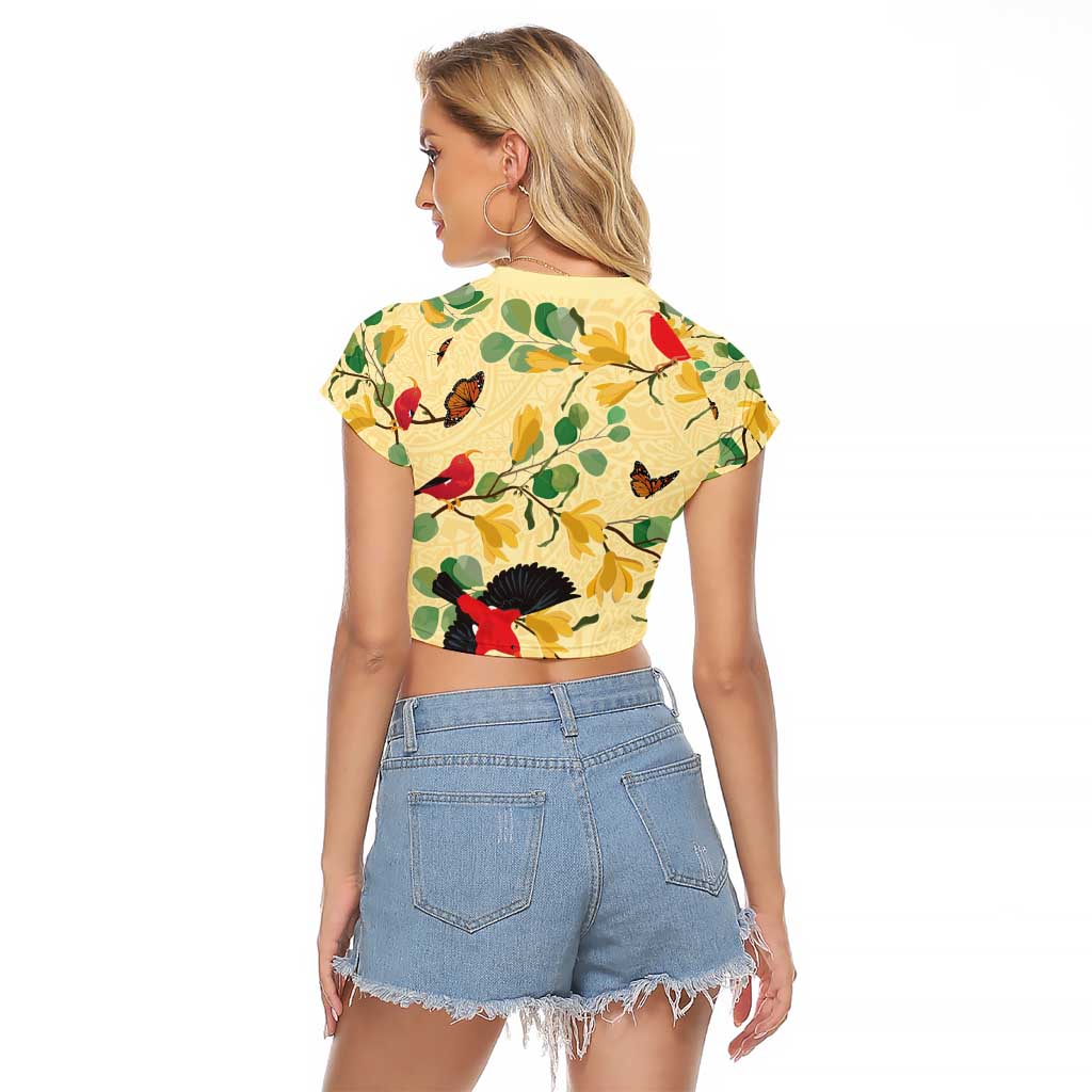 Aloha Hawaii Raglan Cropped T Shirt I'iwi on Mamane Pastel Cream