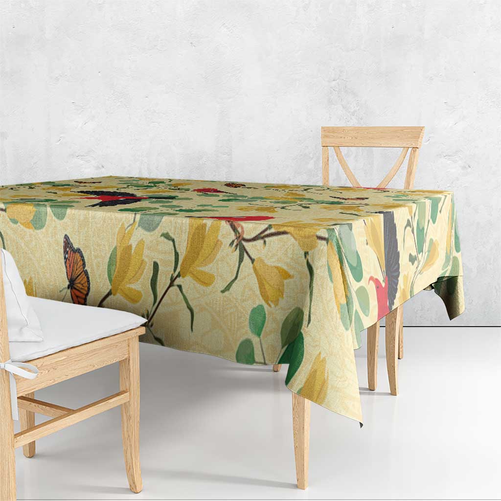 Aloha Hawaii Tablecloth I'iwi on Mamane Pastel Cream