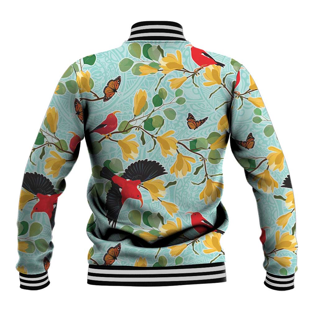 Aloha Hawaii Baseball Jacket I'iwi on Mamane Pastel Turquoise