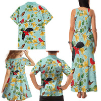 Aloha Hawaii Family Matching Tank Maxi Dress and Hawaiian Shirt I'iwi on Mamane Pastel Turquoise