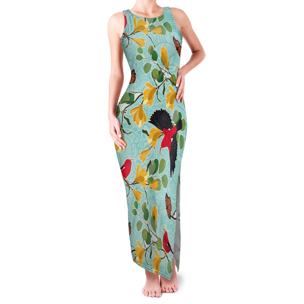 Aloha Hawaii Tank Maxi Dress I'iwi on Mamane Pastel Turquoise