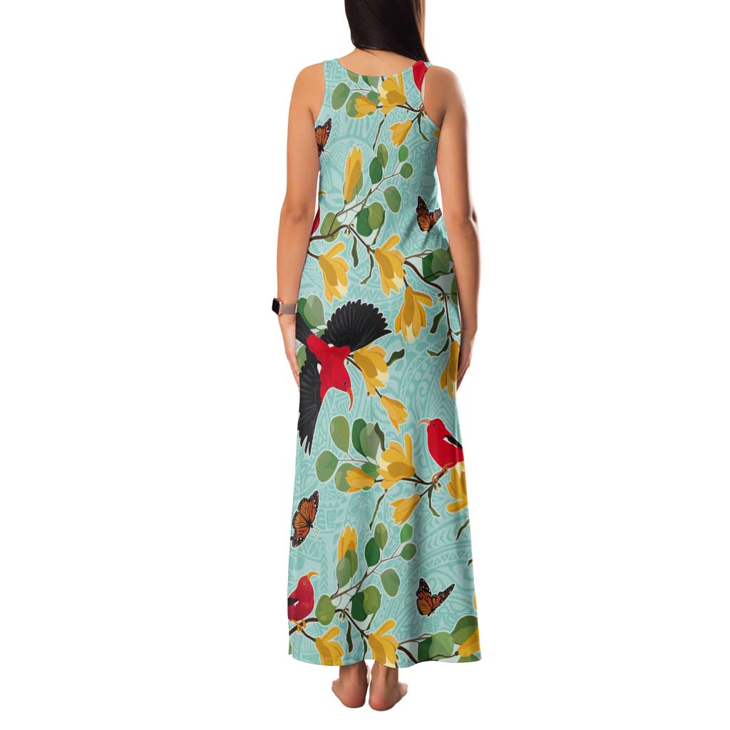 Aloha Hawaii Tank Maxi Dress I'iwi on Mamane Pastel Turquoise
