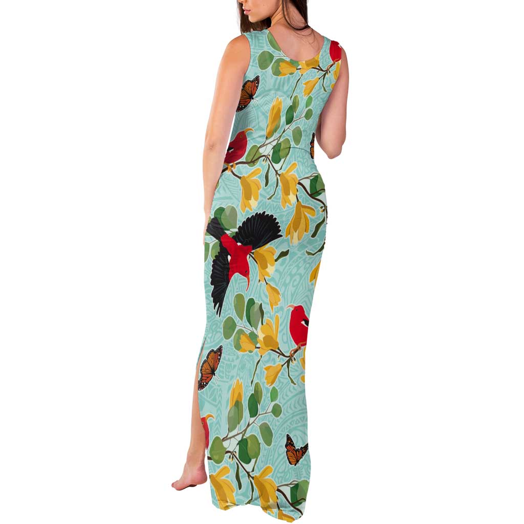 Aloha Hawaii Tank Maxi Dress I'iwi on Mamane Pastel Turquoise
