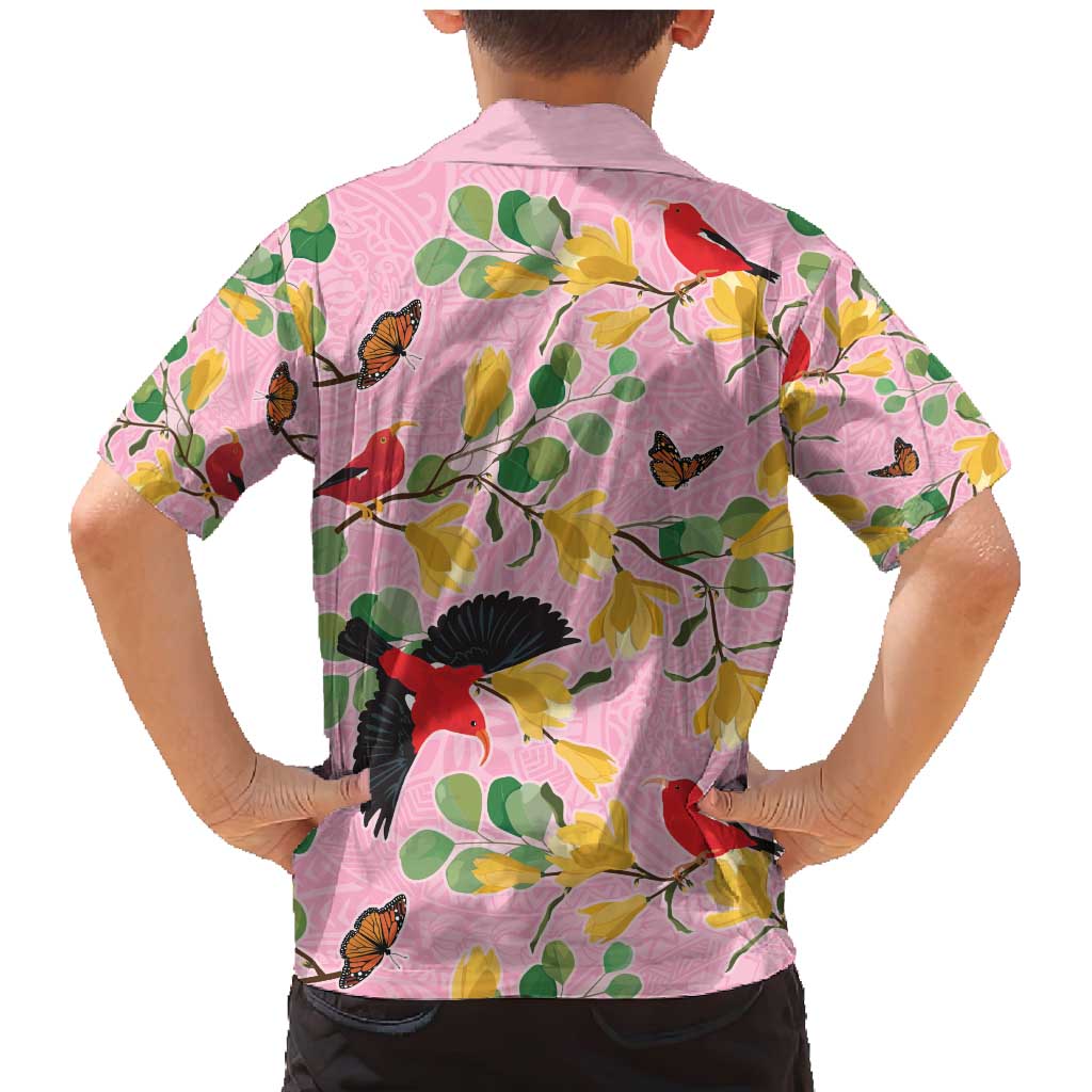 Aloha Hawaii Family Matching Mermaid Dress and Hawaiian Shirt I'iwi on Mamane Pastel Pink