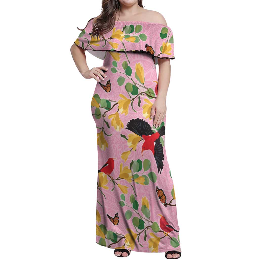 Aloha Hawaii Off Shoulder Maxi Dress I'iwi on Mamane Pastel Pink