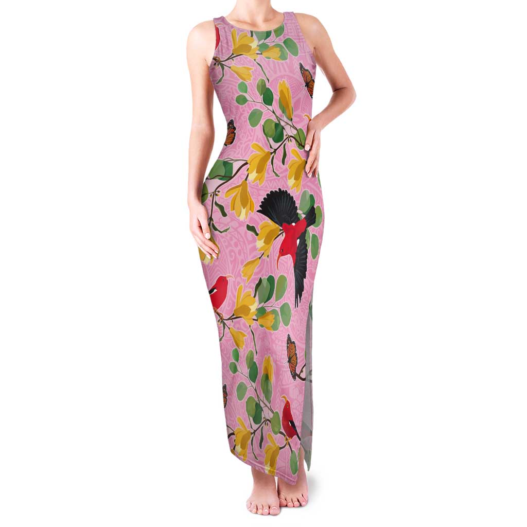 Aloha Hawaii Tank Maxi Dress I'iwi on Mamane Pastel Pink