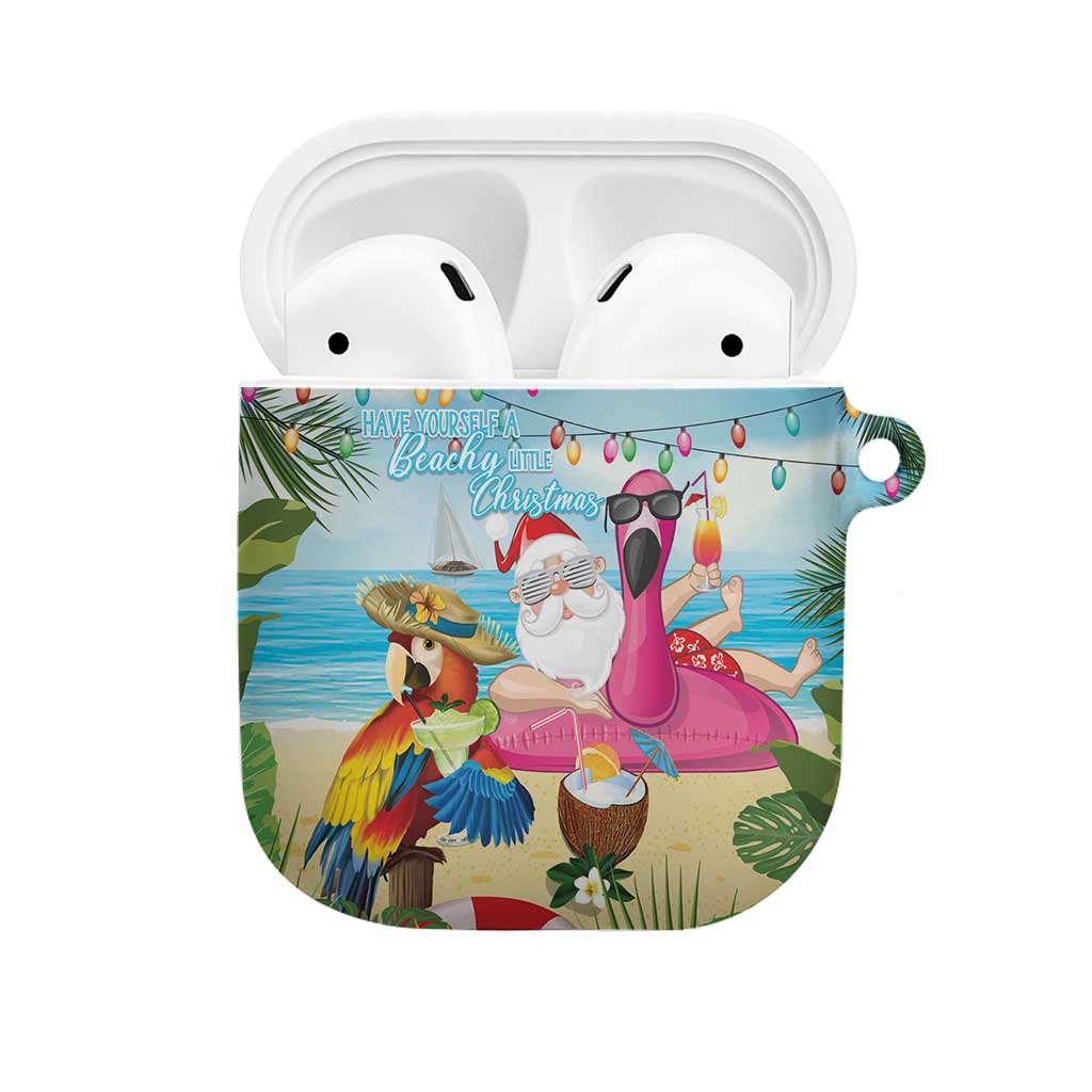 Have Yourself A Beachy Little Christmas AirPods Case with Santa Chilling - Polynesian Pride