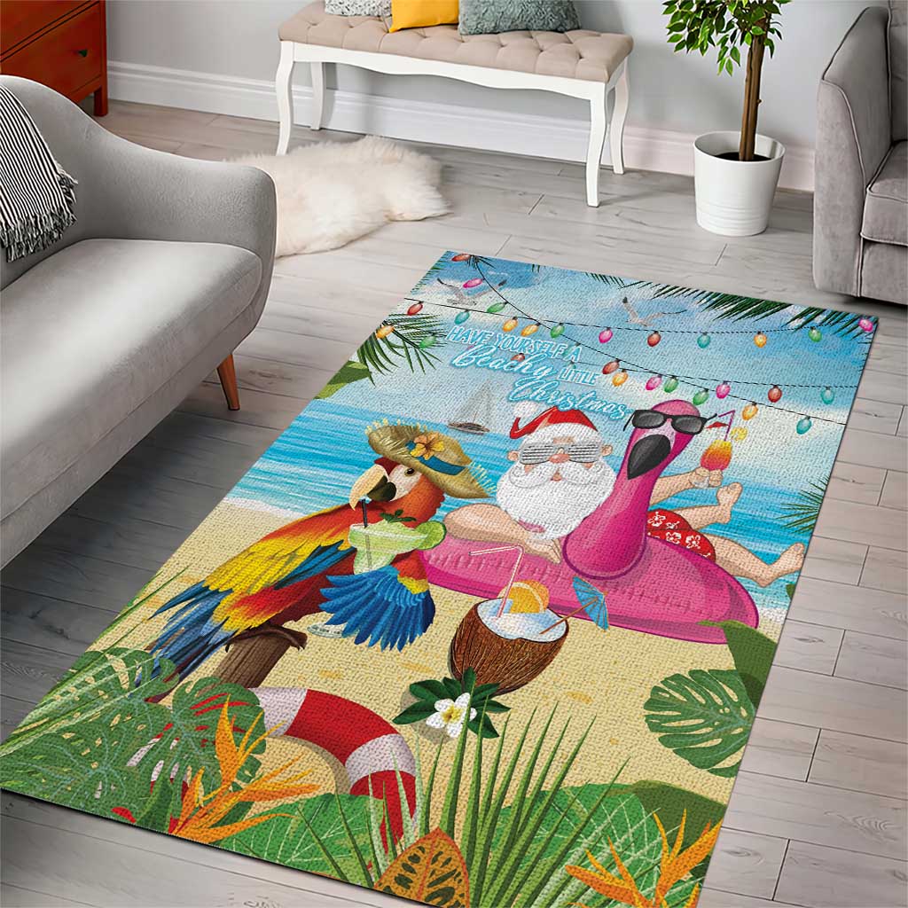 Have Yourself A Beachy Little Christmas Area Rug with Santa Chilling - Polynesian Pride