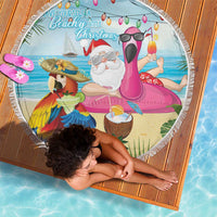 Have Yourself A Beachy Little Christmas Beach Blanket with Santa Chilling - Polynesian Pride