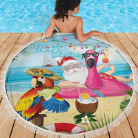 Have Yourself A Beachy Little Christmas Beach Blanket with Santa Chilling - Polynesian Pride