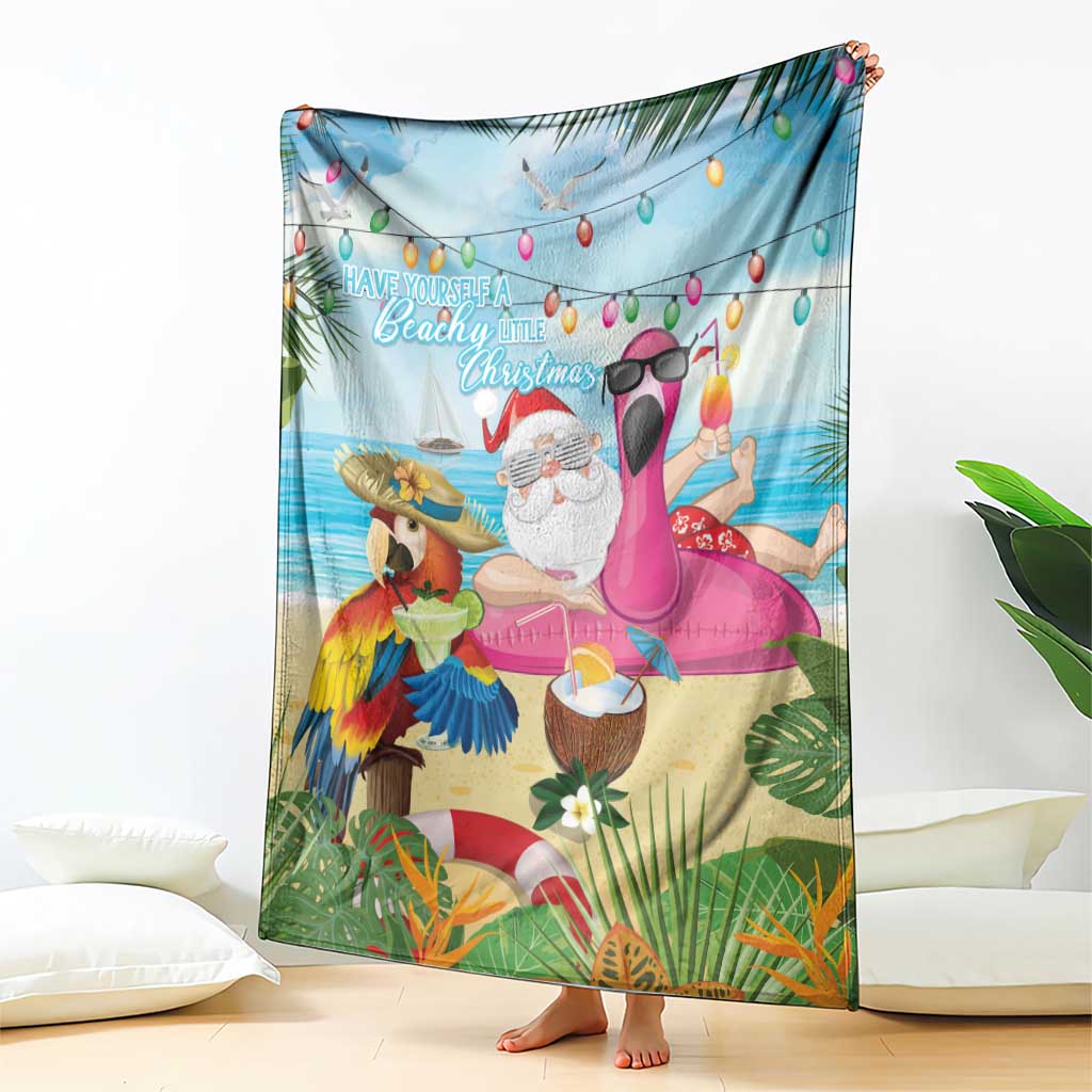 Have Yourself A Beachy Little Christmas Blanket with Santa Chilling - Polynesian Pride