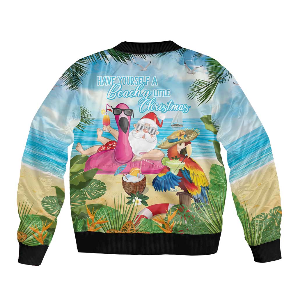 Have Yourself A Beachy Little Christmas Bomber Jacket with Santa Chilling - Polynesian Pride