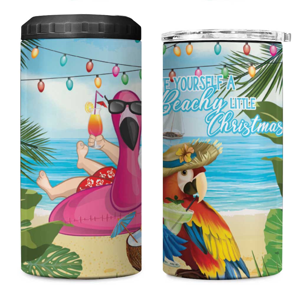 Have Yourself A Beachy Little Christmas 4 in 1 Can Cooler Tumbler with Santa Chilling - Polynesian Pride