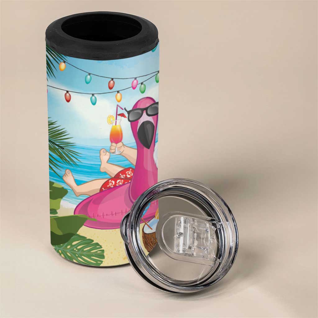 Have Yourself A Beachy Little Christmas 4 in 1 Can Cooler Tumbler with Santa Chilling - Polynesian Pride